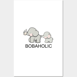 Cute Little Bobaholic Elephants Love Boba! Posters and Art